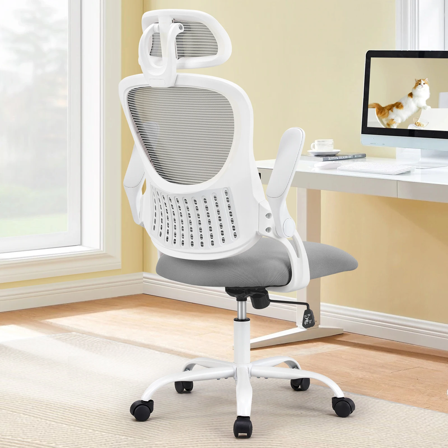 Mesh Ergonomic Executive Office Chair with Adjustable Headrest & Flip-up Arms – Home & Office