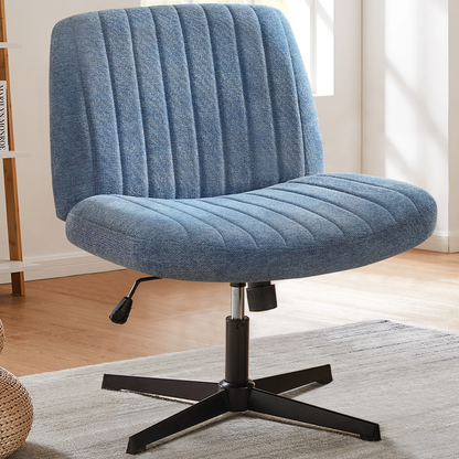Cross-Legged Armless Swivel Office Chair – Wide Fabric Task Chair