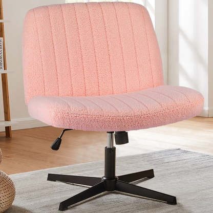 Cross-Legged Armless Swivel Office Chair – Wide Fabric Task Chair